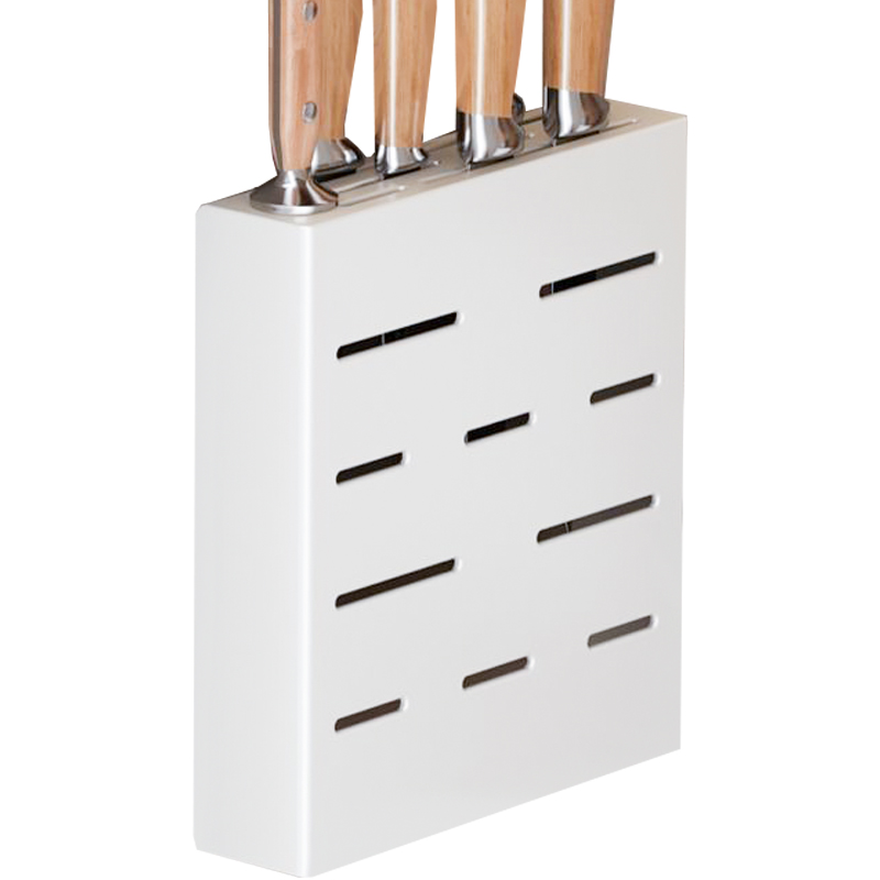 Espaço sem punção Rack de cozinha de alumínio branco Suporte de faca simples