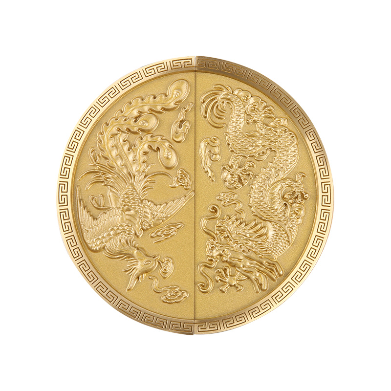 Dragão e Phoenix-2 Brass Chinese Dragão e Phoenix Handle